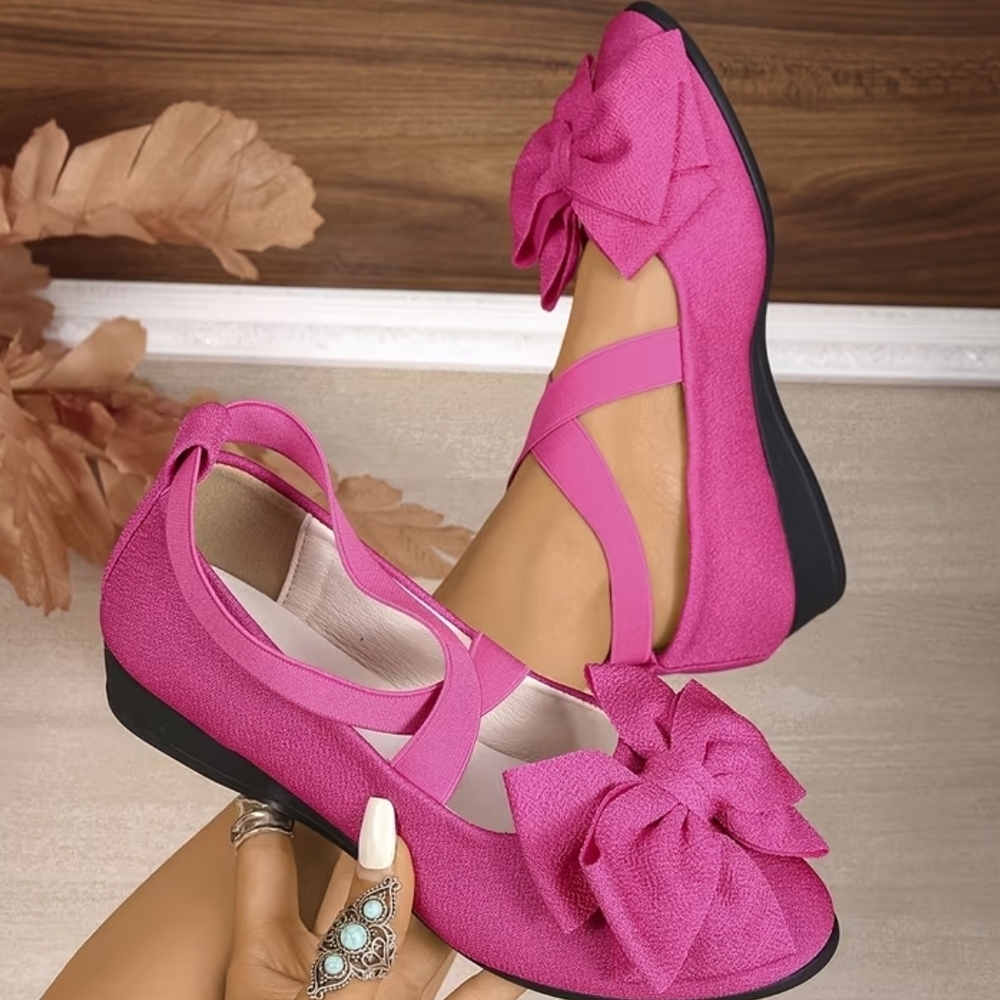 Women's Pink Bow Flat Shoes